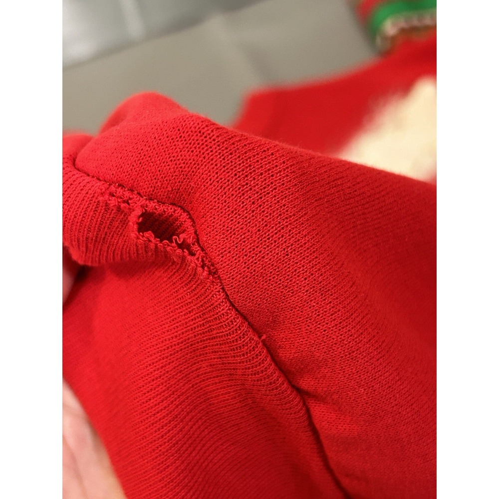 Christmas Sweatshirt Adult Extra Large Embroidered Puff Print 80s Santa AOP - Picture 14 of 14
